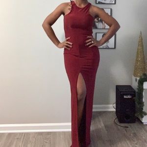 Burgundy Front Split Evening Dress [Worn Once]
